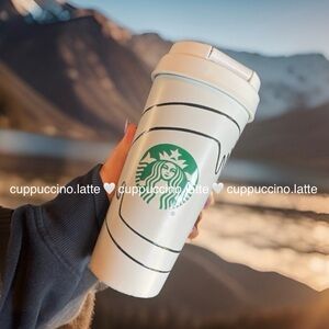 🤍NWT🖤Starbucks 2026 Spring Cream Hugs Graphic SS Hot Cup Tumbler